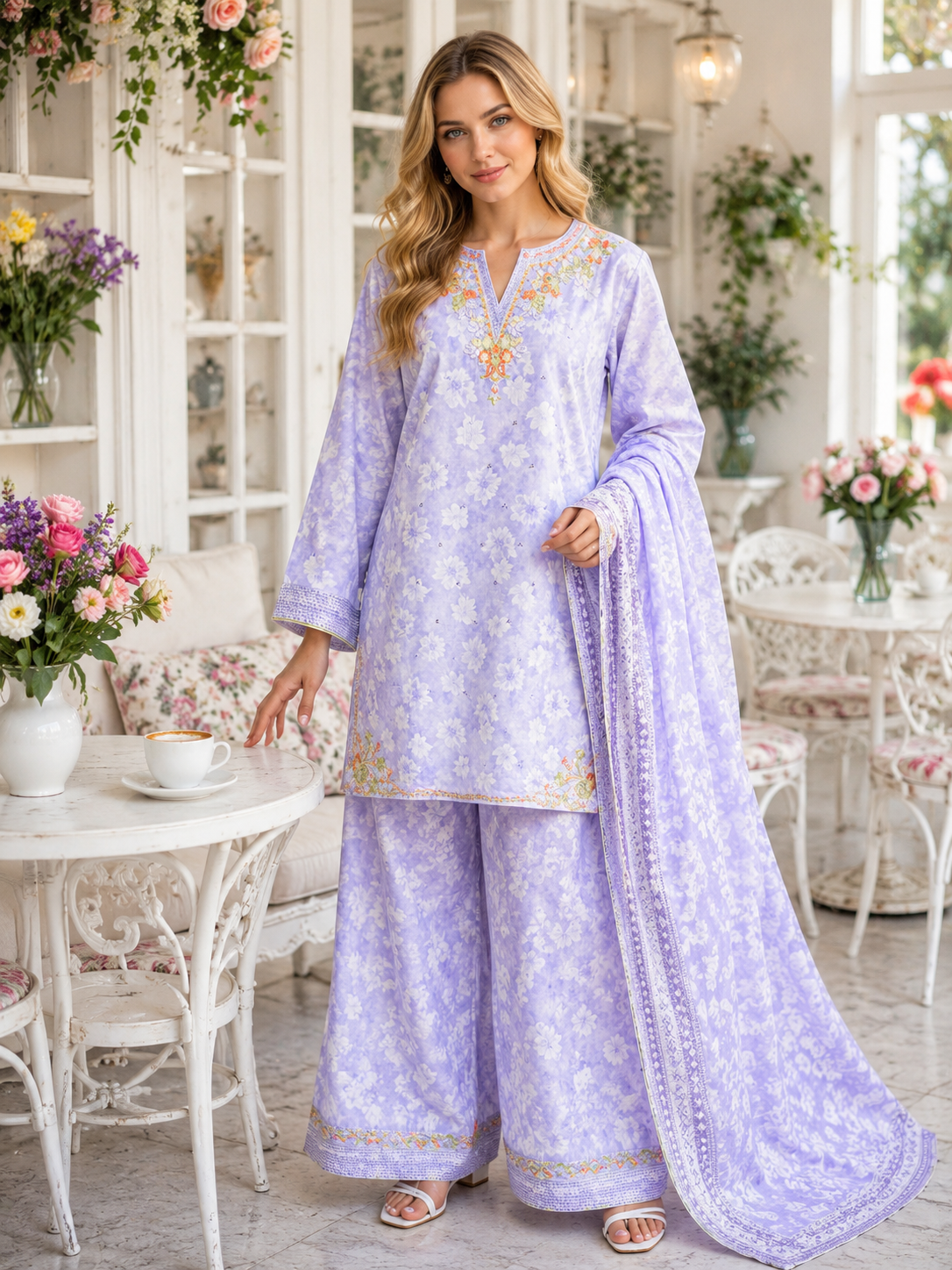 Starclub Garden Bloom 3-Piece Co-Ord Set – White Multi